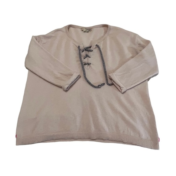 LABEL + Thread 100% Cashmere Henley Style Tie Sweater M Relaxed slouchy boxy - Picture 5 of 14